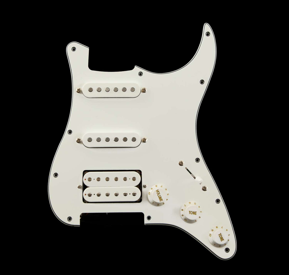 WHITE 1PLY STRATOCASTER PICKGUARD HSS - Clandestine Guitars