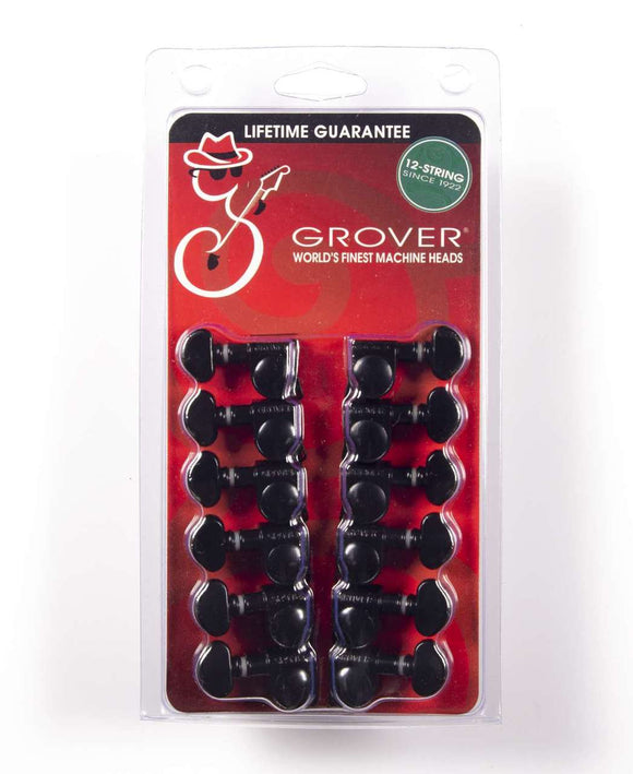Genuine Grover Rotomatic Black Chrome Mid Size 18:1 12 String set 305BC12