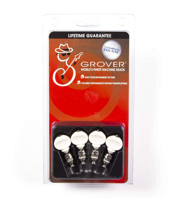 Genuine Grover 6W Ukulele Pegs Soprano White button, set of 4
