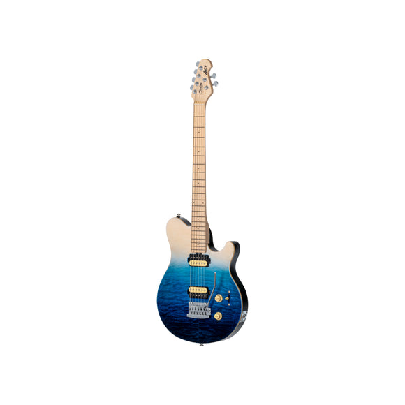 Sterling by Music Man Axis Guitar, Quilted Maple, Spectrum Blue