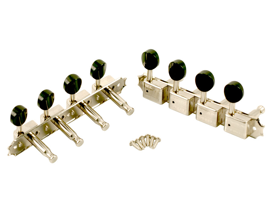 Kluson Supreme A Type Nickel Mandolin tuners, 181 Ratio, Black Buttons