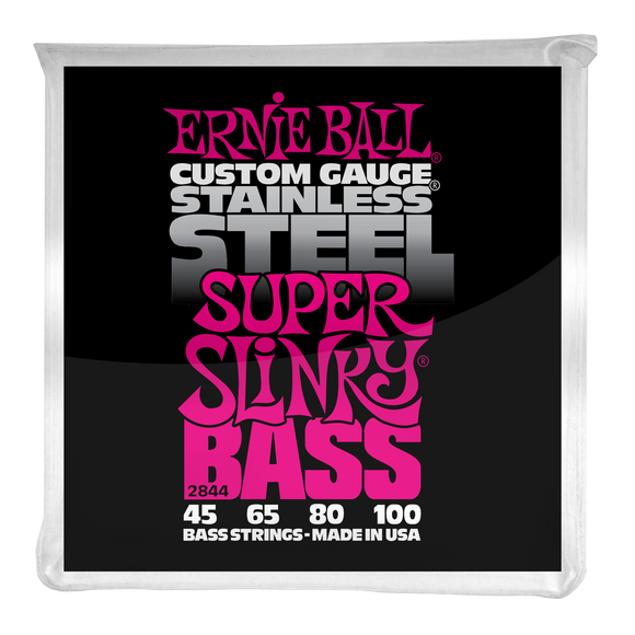 Ernie Ball Super Slinky Stainless Steel Electric Bass Strings 45-100