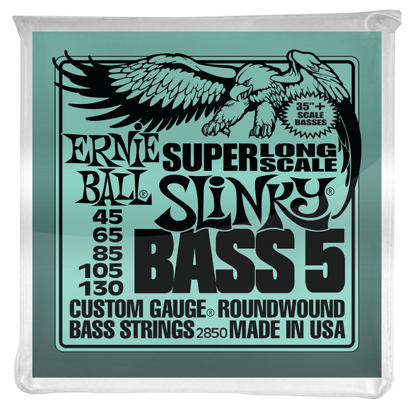 Ernie Ball Super Long Scale Slinky 5-String Electric Bass Guitar Strings 45-130