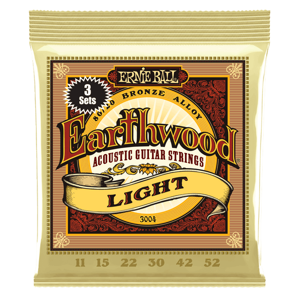 Ernie Ball Earthwood Light 80/20 Bronze Acoustic Guitar Strings 3-Pack