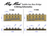 Genuine Ray Ross Bass Bridge 5 String 19mm Chrome RRB519C