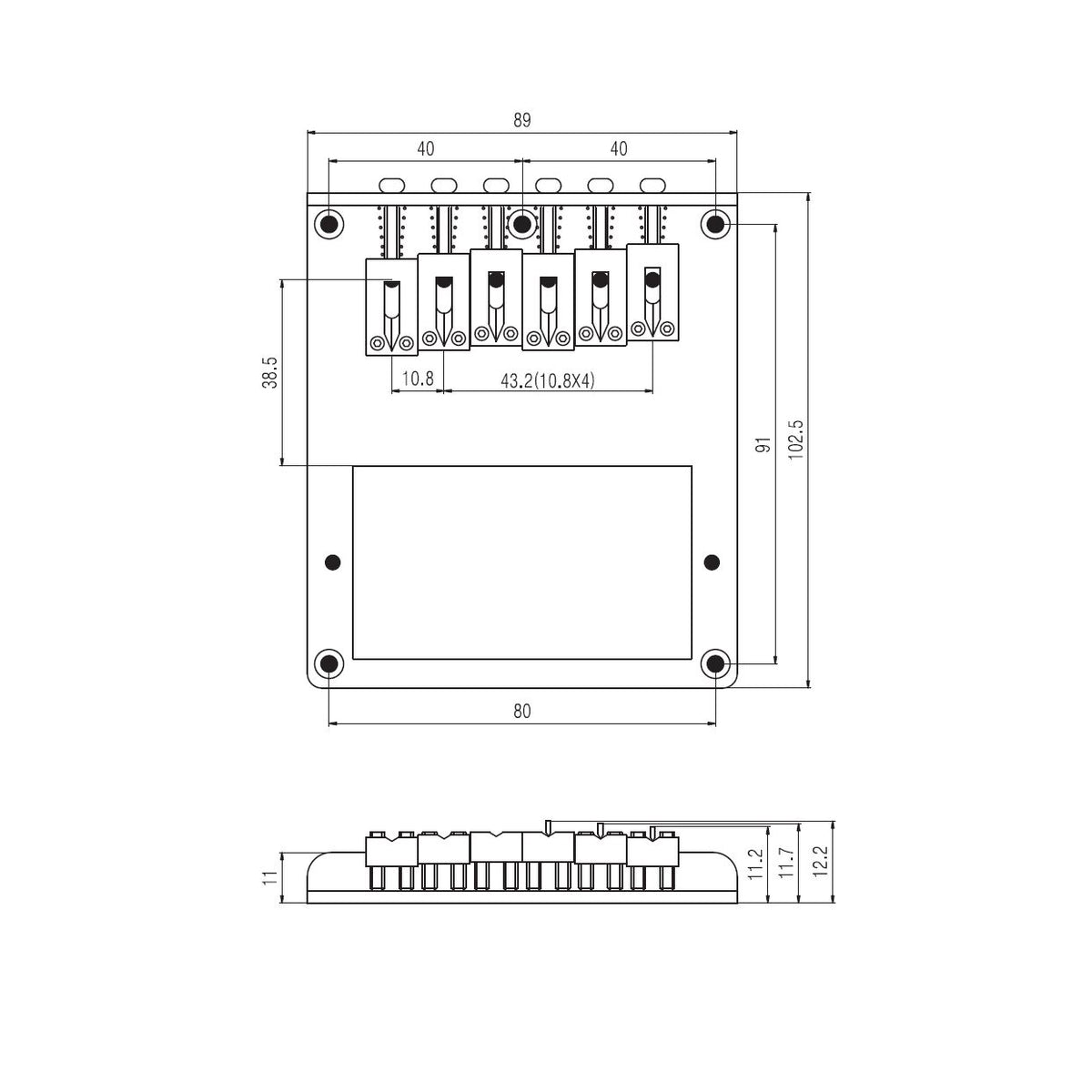 Tone Ninja 3 hole 6 Saddle Telecaster Bridge for Humbucker, Chrome