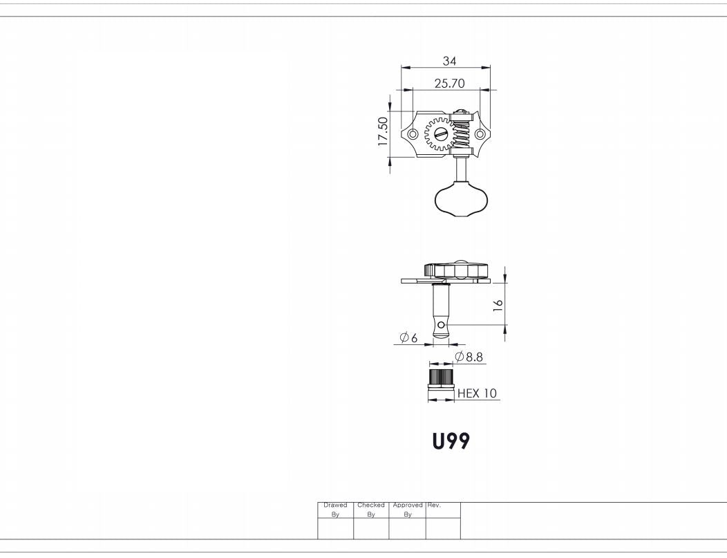 Genuine Grover StaTite U99 181 Tuners for Ukulele, Set 2+2 Nickel