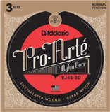 D'Addario EJ45-3D Pro-Arte Nylon Classical Guitar Strings, Normal Tension 3 Sets