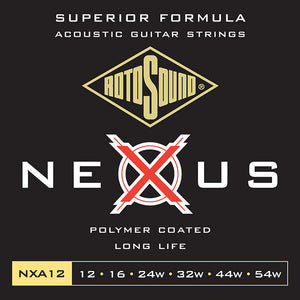Rotosound Nexus Clear Coated Phosphor Bronze Acoustic Medium  Light 12-54 NXA12