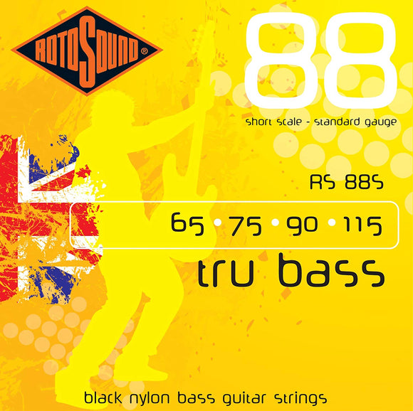 Rotosound Tru Bass 88 Black Nylon Flatwound Short Scale 4 String 65-115 RS88S