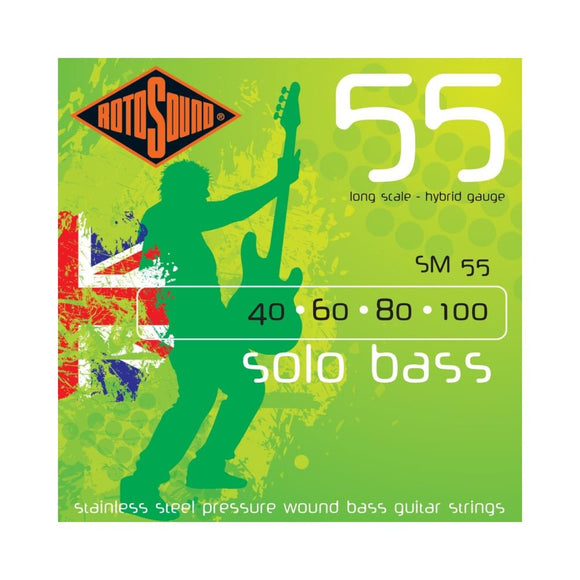 Rotosound Solo Bass 55 Stainless Steel Pressurewound Hybrid 4 String 40-100 SM55