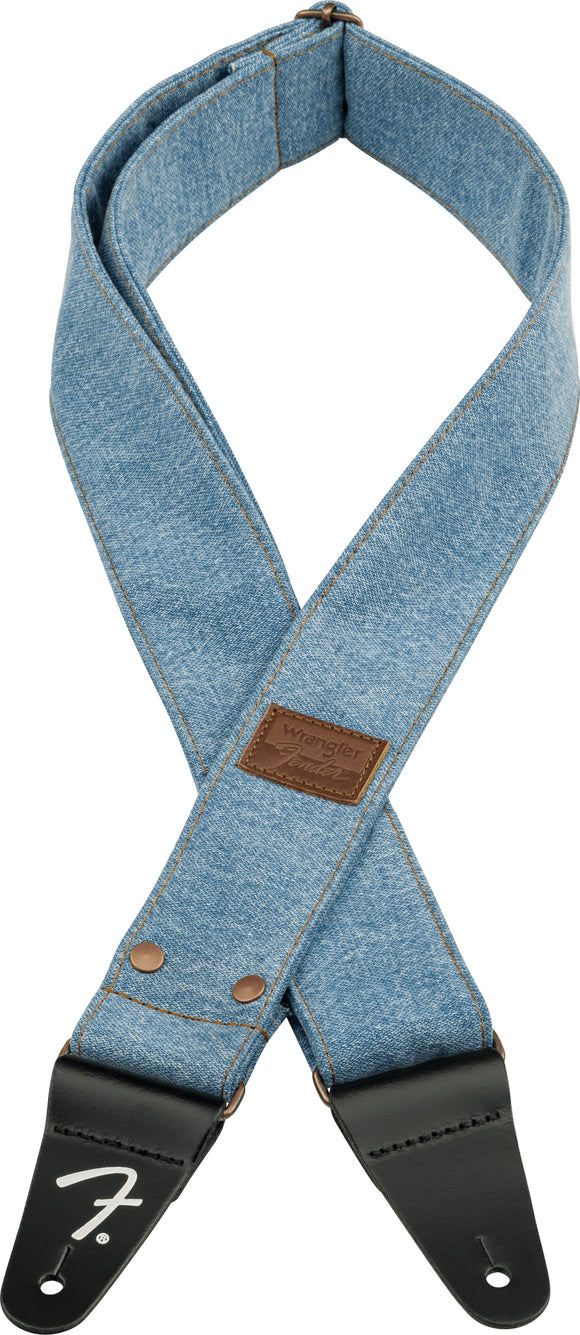 Genuine  Fender® x Wrangler® Riveted Denim Strap, Light Indigo, 099-0638-002
