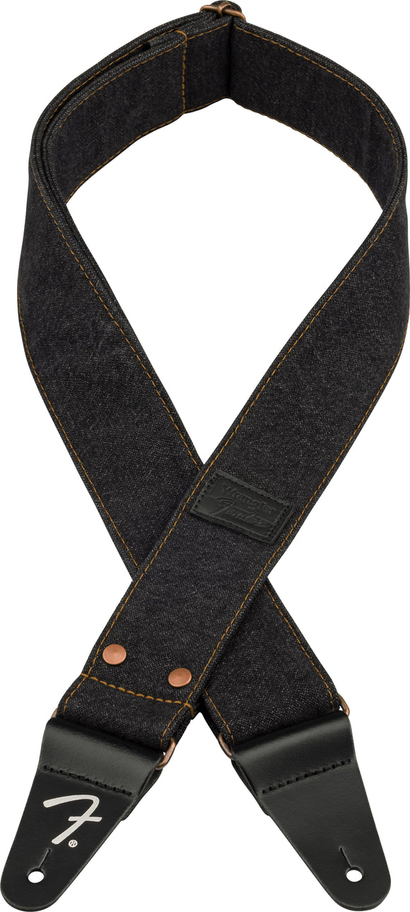 Genuine  Fender® x Wrangler® Riveted Denim Strap, Black, 099-0638-005