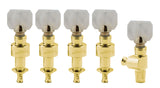 Grover 122G5 Geared Banjo Pegs. Set of 5, Gold Square Pearloid buttons