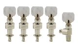 Grover 122N5 Geared Banjo Pegs. Set of 5, Nickel with square pearloid buttons