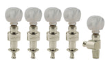 Grover 124N5 Planetary Geared Banjo Pegs. Set of 5, Nickel with Round Pearloid Buttons