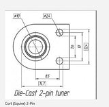 Genuine Tone Ninja 19:1 Locking 2_pin Single Tuner, 22mm Post, Bass Side, Black