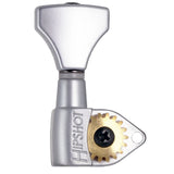 Hipshot Classic Satin Chrome Open 6 inline staggered tuners with UMP - 6K1GN0S-STAG
