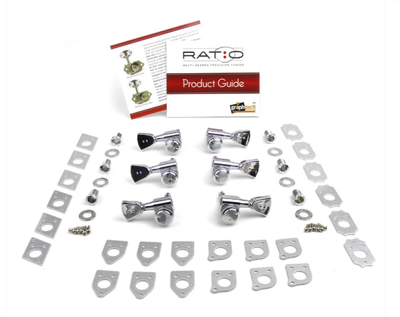 Graph Tech Ratio Electric Locking 3x3 Tuners, Keystone Buttons Chrome PRL-8341-C0