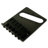 Kluson 4 hole 6 Saddle Lefty Tele Drop in Upgrade Bridge, Steel Saddles, Black