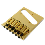 Kluson 4 hole 6 Saddle Telecaster Drop in Upgrade Bridge, Brass Saddles, Gold