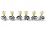 Kluson Revolution Locking Tuners 3x3 Pearloid keystone button Chrome KRGL-3-CP