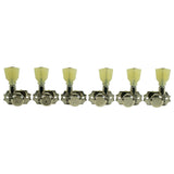 Kluson Revolution Locking Tuners 3x3 Pearloid keystone button Nickel KRGL-3-NP