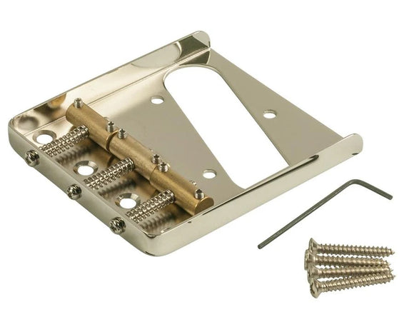 Kluson Steel Bridge For Tele W/Brass Saddles Nickel, Satin KTBSV-N
