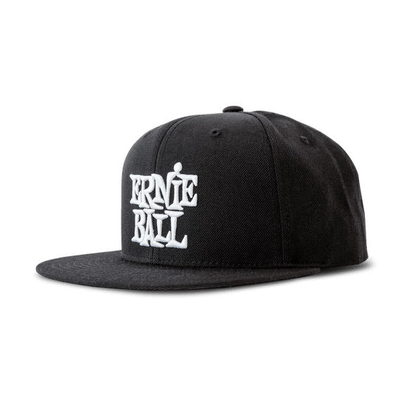 Black with White Stacked Ernie Ball Logo Hat - NEW