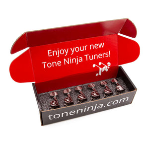 Genuine Tone Ninja Tuners, 6 Inline Staggered, Left Handed, Black Nickel