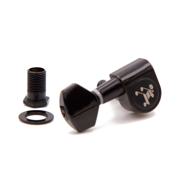 Tone Ninja Import 2-Pin tuner set, 6 Inline non-staggered, LH, Black
