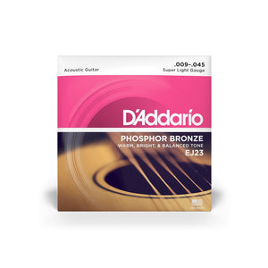 D'Addario EJ23 Phosphor Bronze Acoustic Guitar Strings, Super Light, 9-45