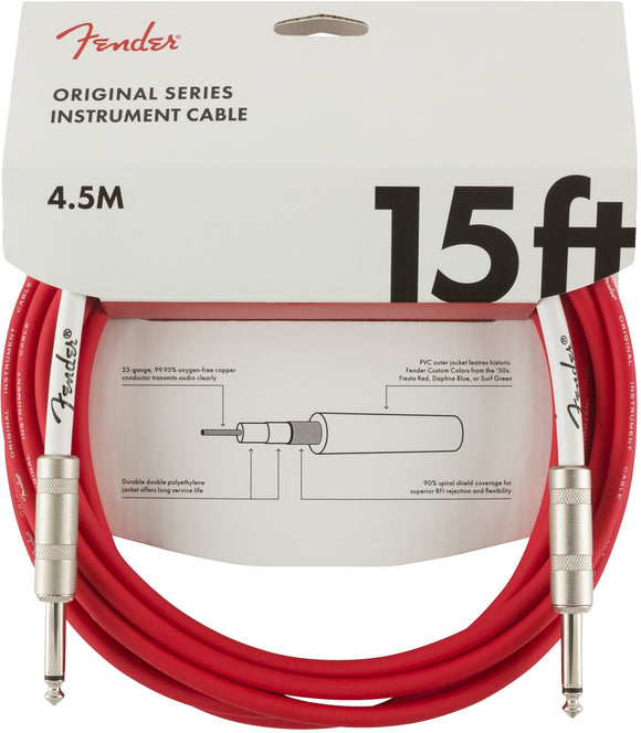 Fender Original Series Instrument Cable, 15', Fiesta Red | SportHiTech