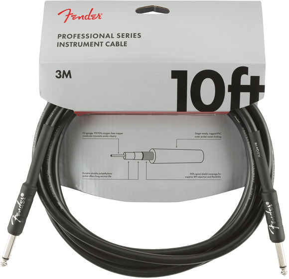 Fender Professional Series Instrument Cable, Straight/Straight 10' Black | SportHiTech