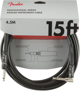 Fender Professional Series Instrument Cables, Straight/Angle, 15', Black | SportHiTech