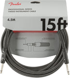 Fender Professional Series Instrument Cable, 15', Gray Tweed | SportHiTech