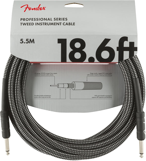 Fender Professional Series Instrument Cable, 18.6', Gray Tweed | SportHiTech