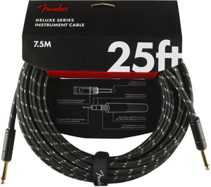 Fender Deluxe Series Instrument Cable, Straight/Straight 25' Black Tweed | SportHiTech