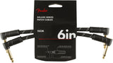 Fender Deluxe Series Instrument Cable 2-Pack, Angle/Angle 6" Black Tweed | SportHiTech