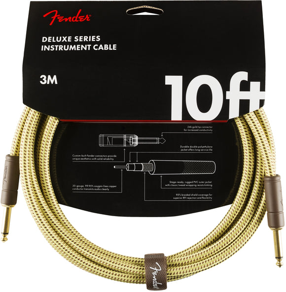 Fender Deluxe Series Instrument Cable, Straight/Straight, 10', Tweed | SportHiTech