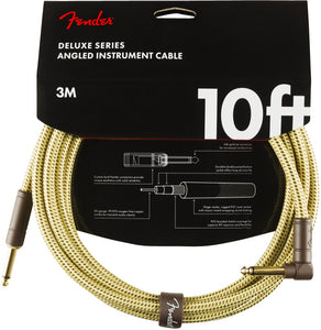 Fender Deluxe Series Instrument Cable, Straight/Angle, 10', Tweed | SportHiTech
