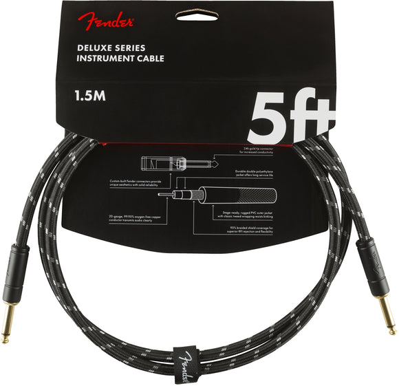 Fender Deluxe Series Instruments Cable Straight/Straight 5' Black Tweed | SportHiTech