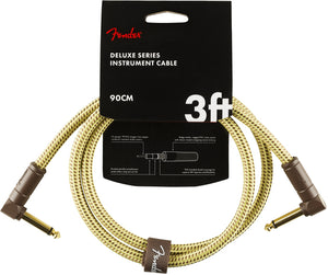 Fender Deluxe Series Instrument Cable, Angle/Angle, 3', Tweed | SportHiTech