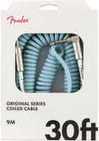 Fender Original Series Coil Cable, Straight-Angle, 30', Daphne Blue | SportHiTech