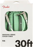 Fender Original Series Coil Cable, Straight-Angle, 30', Surf Green | SportHiTech