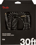 Fender Deluxe Series Coil Cable, Straight-Angle, 30' Black Tweed 099-0823-060 | SportHiTech