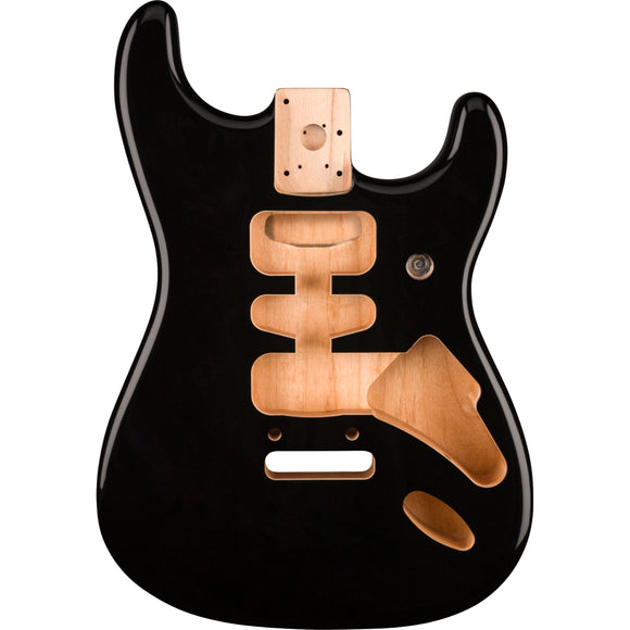 Fender Deluxe Series Stratocaster HSH Alder Body 2 Point Bridge Mount, Black | SportHiTech
