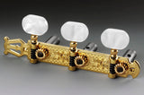 Genuine Schaller Germany Classical Guitar Lyra Tuners 3x3 Gold with Pearloid
