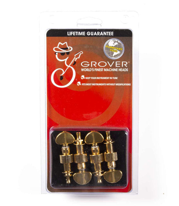 geared pegs Grover 119G Planetary Geared Banjo Pegs, Set of 4 Gold, Metal buttons