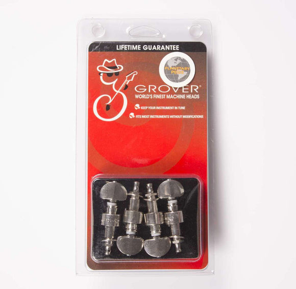 Grover 119N Planetary Geared Banjo Pegs, Set of 4 Nickel, Metal buttons